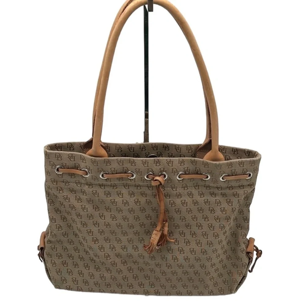 Vintage Dooney & Bourke Brown Tulip Tassel Tote Shoulder Bag
